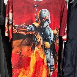 AOP STAR WARS MAD ENGINE BOBA FETT MENS SHORT SLEEVE LARGE T SHIRT